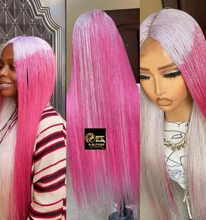 NANO BRAIDED  WIG ON HALF CLOSURE ( TWIST) SILVER AND PINK